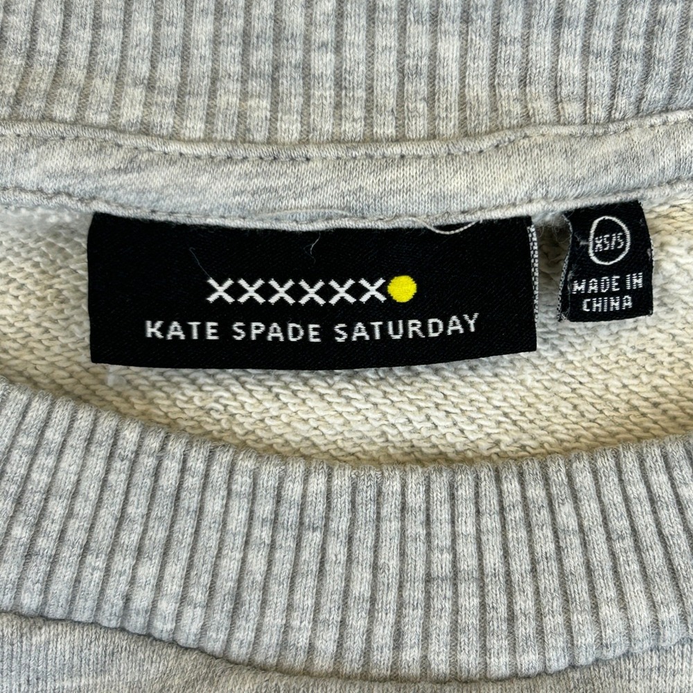 Kate Spade Saturday Sweatshirt Womens XS/S Grey C Graphic Pullover Fench Terry - Picture 4 of 8